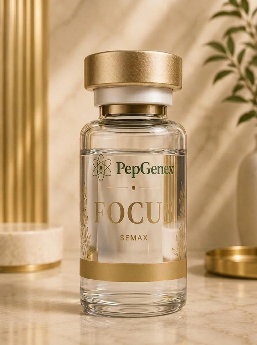 Semax liquid vial, illustrative render. Research use only.