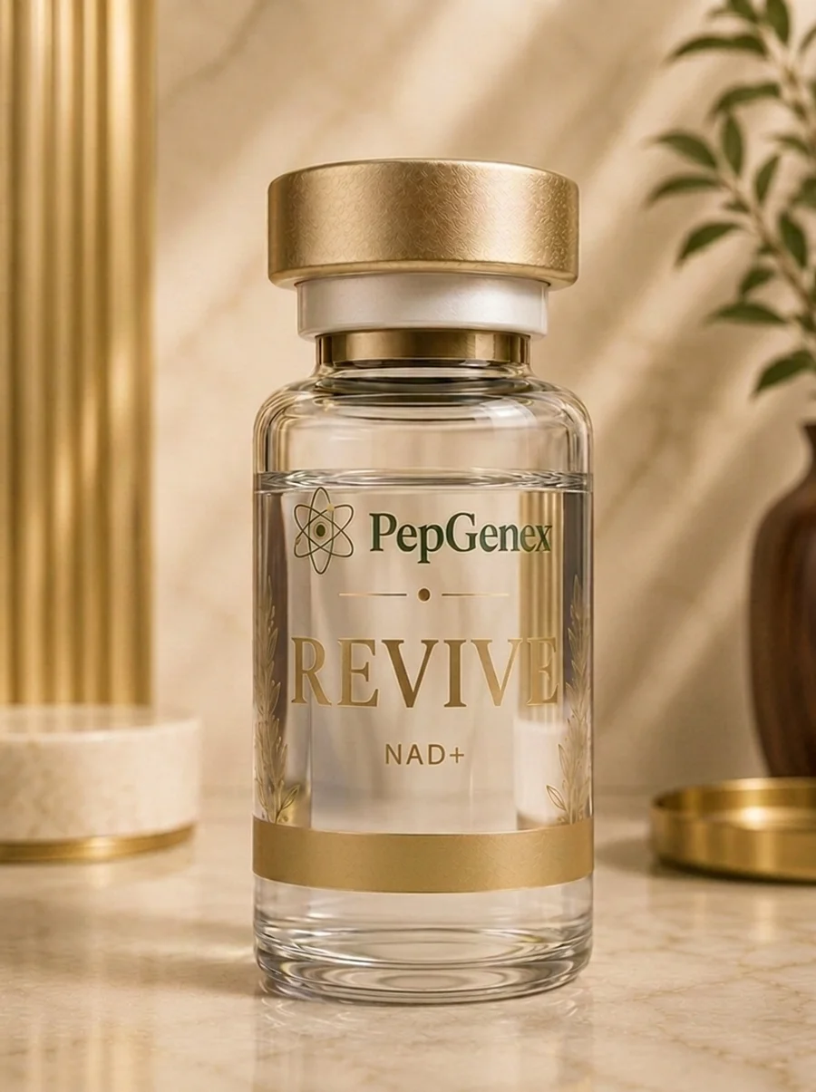 NAD+ liquid vial, illustrative render. Research use only.